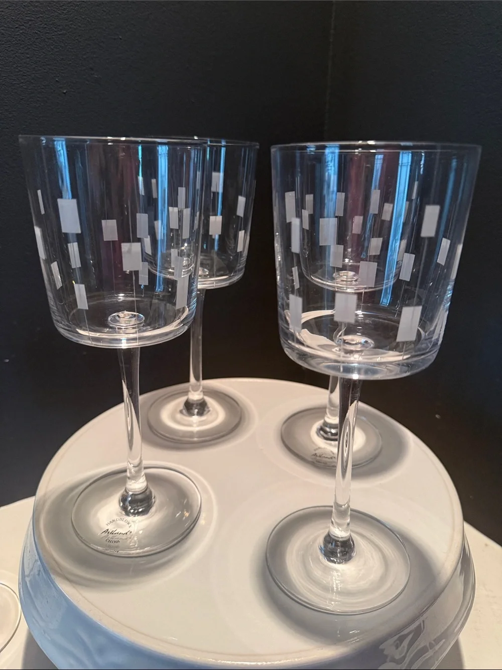 Vintage Soma Artland Etched Pattern Clear Wine Glasses - Set of 6- Discontinued